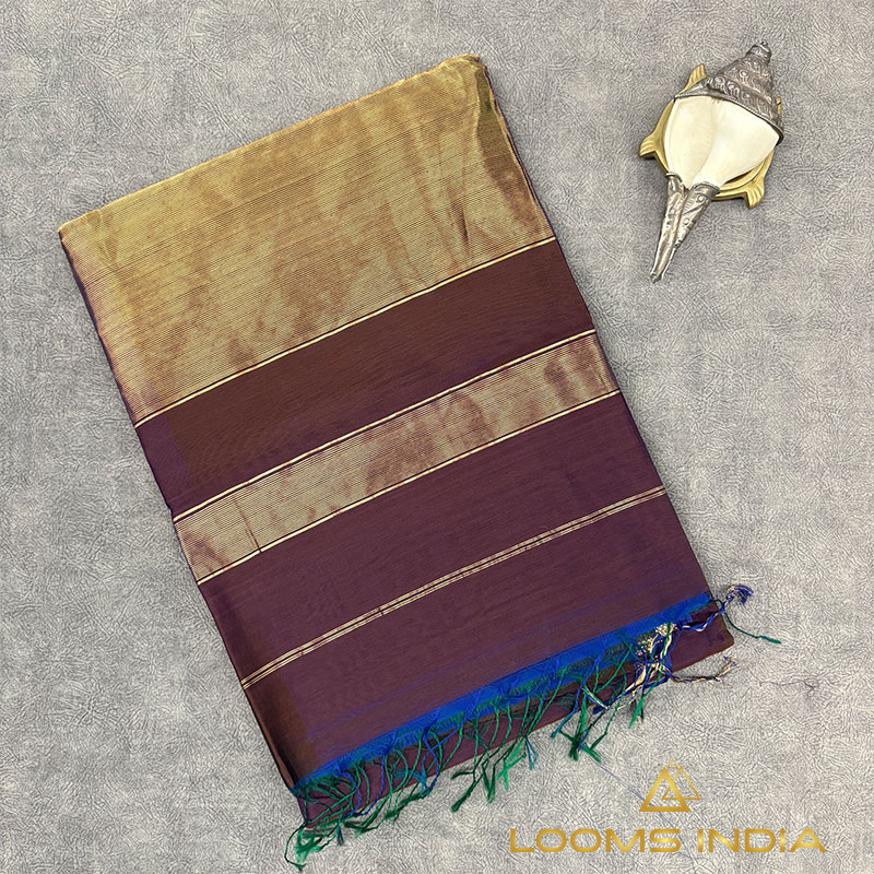 DUAL SHADE PURPLE MAHESHWARI PURE HANDLOOM SILK COTTON  SAREE