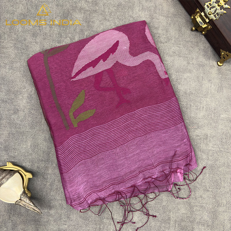 LIGHT PURPLE LINEN SAREE