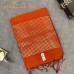 RUST ORANGE SILK LINEN HANDLOOM SAREE FEATURING ELEGANT SEQUIN WORK