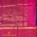 Royal Blue Mangalagiri Pure Handloom Silk Cotton Saree with Pink Zari Border and Peacock Motifs