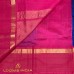 Royal Blue Mangalagiri Pure Handloom Silk Cotton Saree with Pink Zari Border and Peacock Motifs