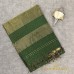 DEEP BOTTLE GREEN MAHESHWARI PURE HANDLOOM SILK COTTON SAREE