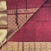 Wine Maroon Mangalagiri Pure Handloom Silk Cotton Saree with Gold Zari Floral Border
