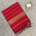 RICH DEEP RED MAHESHWARI PURE HANDLOOM SILK COTTON SAREE