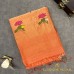 PEACH COPPER FLORAL TISSUE LINEN SAREE