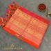 Orange Mangalagiri Pure Handloom Silk Cotton Saree with Gold Zari Peacock Pallu