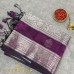 Deep Wine Mangalagiri Pure Handloom Silk Cotton Saree with Silver Zari Border