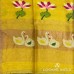 MUSTARD YELLOW SWAN MOTIF TISSUE LINEN SAREE