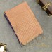 Pure Linen Handloom Saree – Soft Peach Check Weave with Dark Violet Border