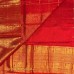 Red Mangalagiri Pure Handloom Silk Cotton Saree with Gold Zari Peacock Pallu
