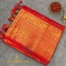 Red Mangalagiri Pure Handloom Silk Cotton Saree with Gold Zari Peacock Pallu