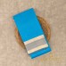 Bright Blue Pure Handloom Cotton Silk Saree with Golden Zari Border