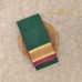 Dark Green Pure Handloom Cotton Silk Saree with Broad Gold Zari and Maroon Border