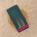 Teal Pure Handloom Cotton Silk Saree with Temple Motif and Pink Border
