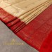 BEIGE AND CRIMSON RED BANARASI RAW SILK SAREE