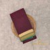 Dark Purple Pure Handloom Cotton Silk Saree with Peacock Green Antique Zari Border