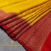 MUSTARD YELLOW AND DEEP RED BANARASI RAW SILK SAREE