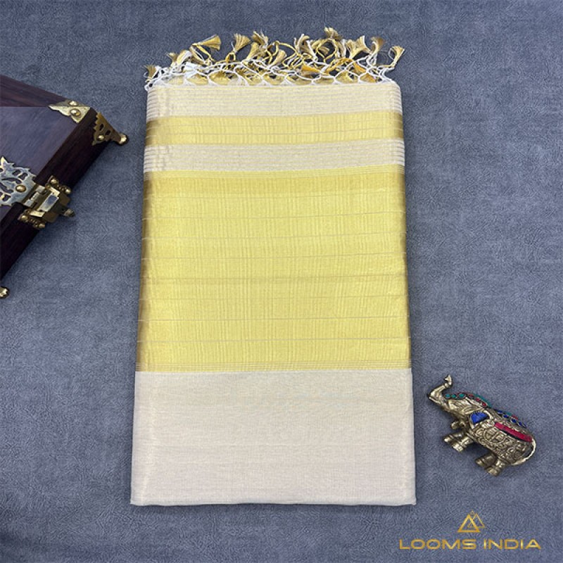 Pure Handloom Balaramapuram Unakkupaav Tissue Kasavu Saree – Classic Golden Kasavu
