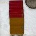 Deep Red Pure Handloom Cotton Silk Saree with Check Buttas and Mustard Border