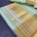 Balaramapuram Unakkupavu Single Set Mundu – Golden Kasavu with Mint Green Stripes