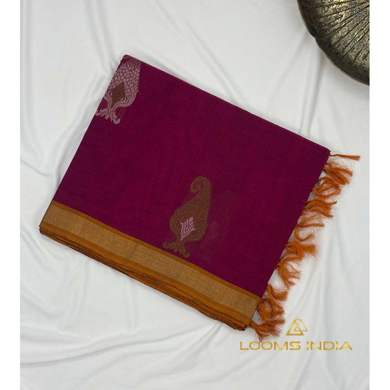 MAGENTA PURE HANDLOOM COTTON SAREE