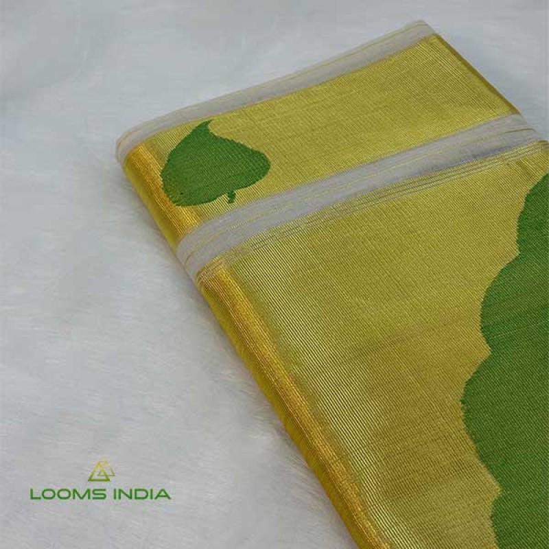 LOOMS INDIA SIGNATURE GREEN AALILA   Pure Handloom Balaramapuram Unakkupaav KASAVU SAREE