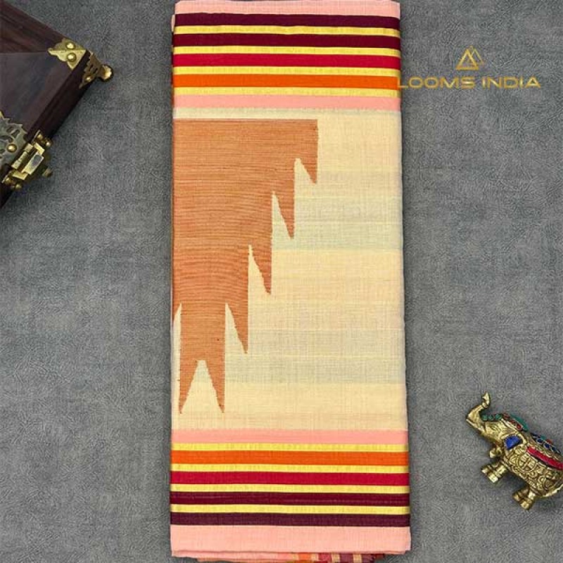 TEMPLE MULTI COLOUR PURE HANDLOOM BALARAMAPURAM UNAKKUPAAV KASAVU SAREE