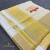 SIGNATURE Lotus design Pure Handloom Balaramapuram Unakkupaav Kasavu Set Mundu
