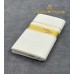 Off-White Pure Handloom Balaramapuram Kasavu Double Mundu with Gold Kasavu and Red Motif