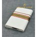 Off-White Pure Handloom Balaramapuram Kasavu Double Mundu with Olive-Gold Woven Kasavu and Pink Kara