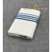 Off-White Pure Handloom Balaramapuram Kasavu Double Mundu with Silver Kasavu and Navy Blue Kara