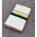 Off-White Pure Handloom Balaramapuram Kasavu Double Mundu with Gold Kasavu and Dark Green Kara