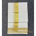 Pure Handloom Balaramapuram Unakkupaav  Double Mundu – Classic Broad Golden Kasavu Border