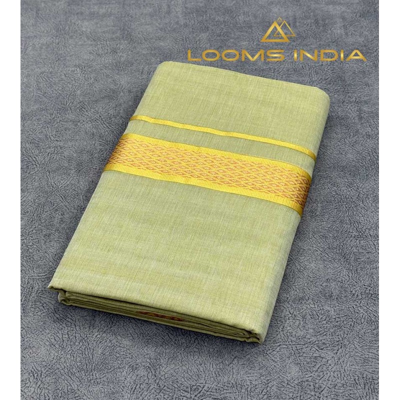 OLIVE GREEN PURE HANDLOOM BALARAMAPURAM UNAKKU PAAV KASAVU MUNDU