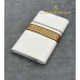 Off-White Pure Handloom Balaramapuram Kasavu Double Mundu with Copper-Gold Woven Kasavu and Black Kara