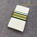 Off-White Pure Handloom Balaramapuram Kasavu Double Mundu with Striped Gold Kasavu and Dark Green Kara