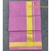 Magenta Pink Pure Handloom Balaramapuram Kasavu Double Mundu  –  Broad Golden Kasavu & Textured Golden Checks Zari Border