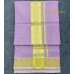 Soft Lotus Pink Balaramapuram Handloom kasavu Double Mundu