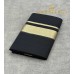 Deep Black Pure Handloom Balaramapuram  Kasavu Double Mundu – Deep Black Base with Antique Gold Kasavu Border & Vintage Stripe Detail