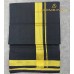 Black Pure Handloom Balaramapuram Unakkupaav Kasavu Double Mundu – Deep Black Base with Broad Golden Kasavu  Border & Classic Stripe Detail