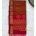 Rust Brown Pure Handloom Cotton Silk Saree with Golden Zari Motifs and Red Border