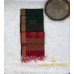 Dark Green Pure Handloom Cotton Silk Saree with Golden Zari Motifs and Maroon Border