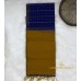 Royal Blue Pure Handloom Cotton Silk Saree with Check Buttas and Mustard Border