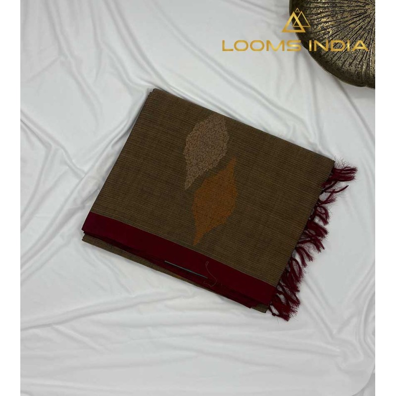 GREY PURE HANDLOOM COTTON SAREE