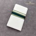Off-White Pure Handloom Balaramapuram Kasavu Double Mundu with Gold Kasavu and Dark Green Kara