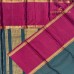 Pure Kanchipuram Handloom Silk Saree – Dark Green Body with Vaira Oosi Zari Detailing & Contrast Rich Magenta Korvai Border