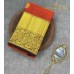Pure Kanchipuram Handloom Silk Saree – Burnt Orange Body with Golden Zari Mango Motifs & Contrast Brown Annapakshi Border
