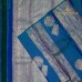 Pure Kanchipuram Handloom Silk Saree – Peacock Blue Borderless Design with Geometric Neem Zari Body & Grand Yaali Motif Pallu