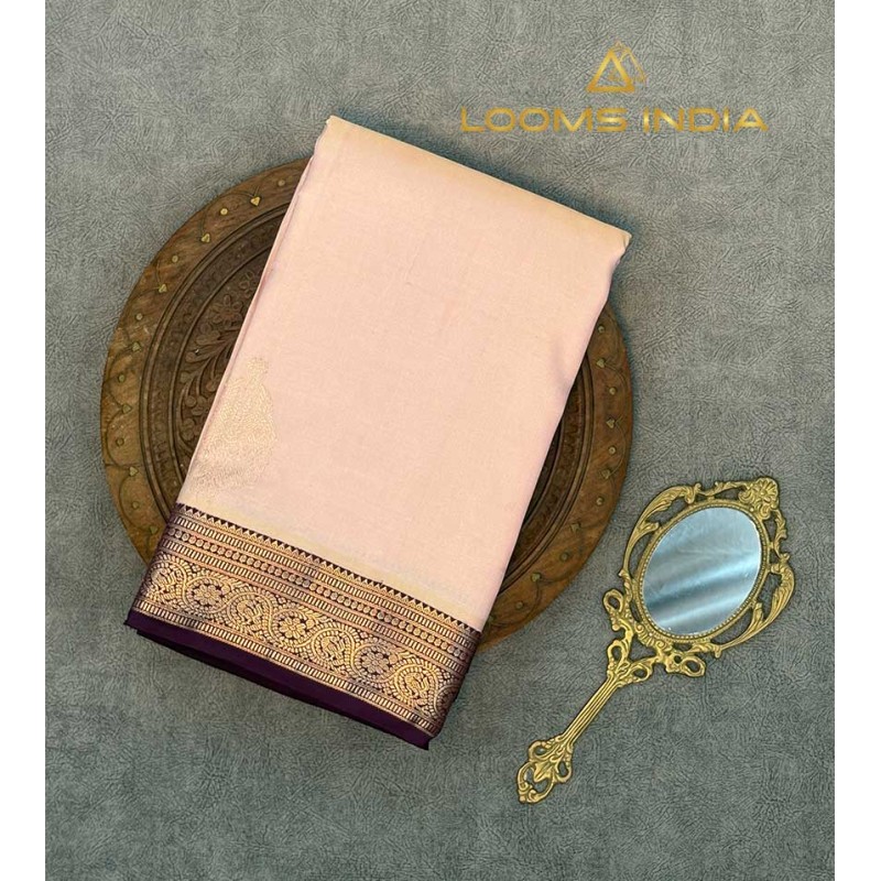 PASTEL PINK PURE HANDLOOM KANCHIPURAM SAREE