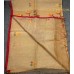 Pure Linen Handloom Saree – Soft Light Brown with Jamdani Floral Branch Motifs & Contrast Red Piping